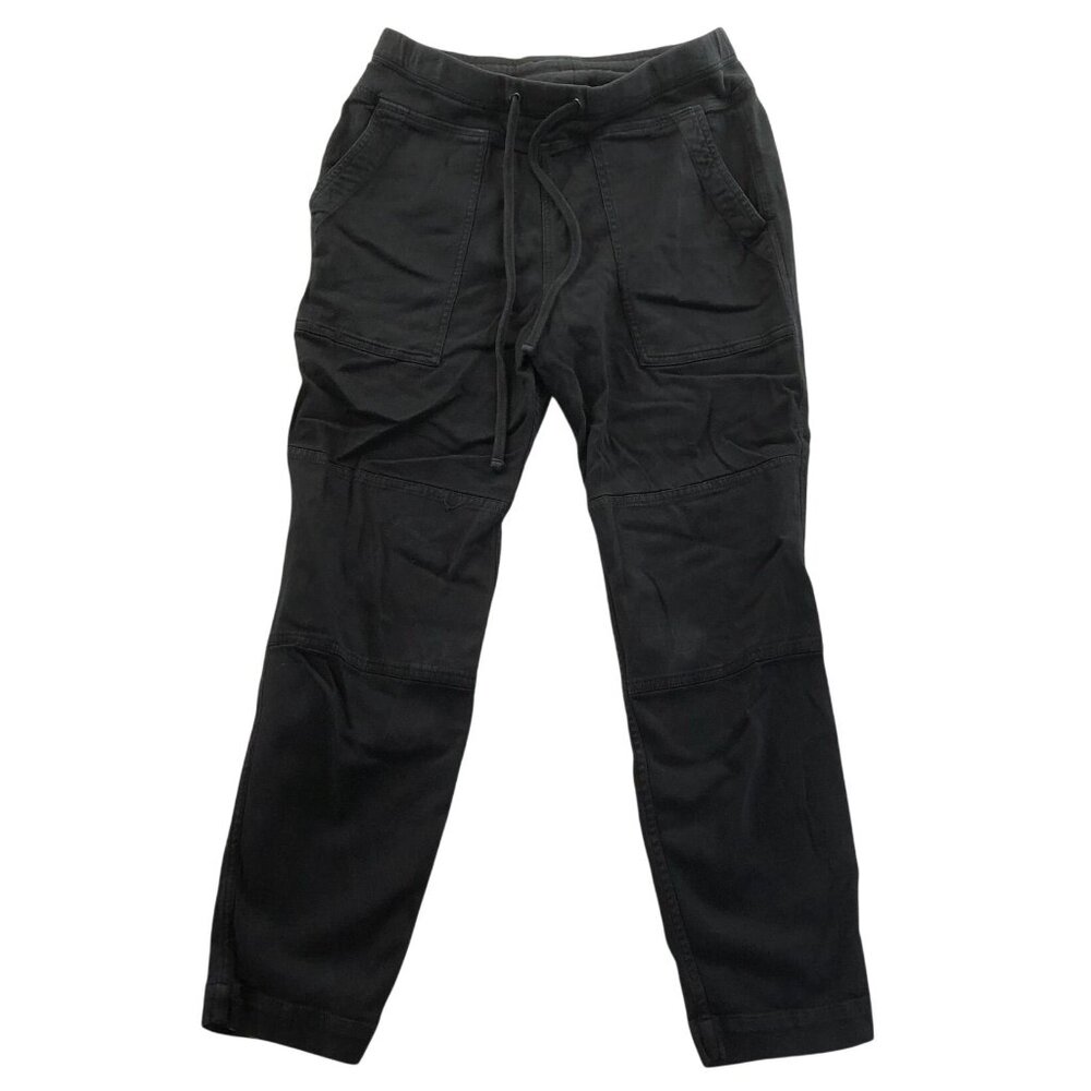 James Perse Women's  Jogger Pants 1 Black Tapered Leg Lounge Drawstring Casual